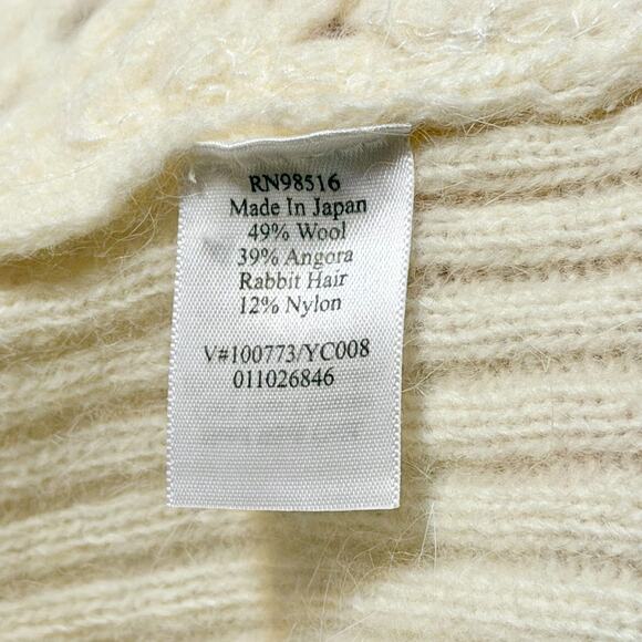 Coldwater Creek Ivory Crochet Wool Cardigan Sweater Sz Small Cottage Y2K Japan - Picture 10 of 11